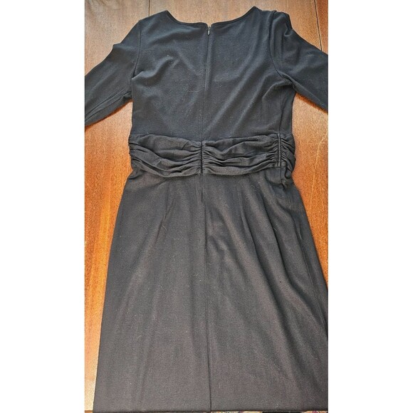 PERUVIAN CONNECTION Black 3/4 Sleeve Pima Cotton Blend Gathered Waist Dress Sz M - Picture 6 of 7